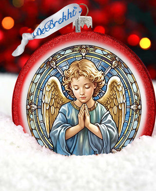 Little Angel Ball Glass Ornament by G. Debrekht - Nativity Holiday Decor - 73565C