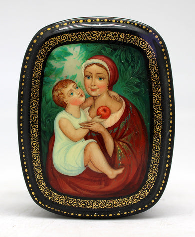 Handpainted One-of-a-Kind Papier Mache Lacquered Miniature Box 2.25 x 3 x 1