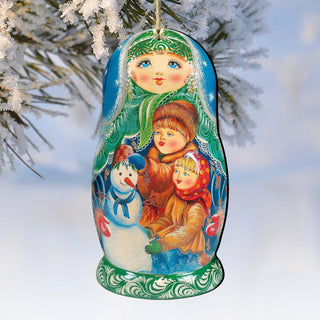 Snowman Play Matreshka Wooden Ornaments by G. DeBrekht - Christmas Decor - 8115932