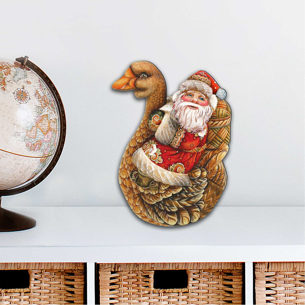 Christmas Goose Santa Christmas Door Decor by G. DeBrekht - Christmas Santa Snowman Decor - 8121633H
