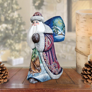 Santa with Owl Hand-Painted WOODCARVED Masterpiece by G. DeBrekht - Wildlife Holiday Decor - 821812 *** PRE-ORDER - Handmade Just for You! ***