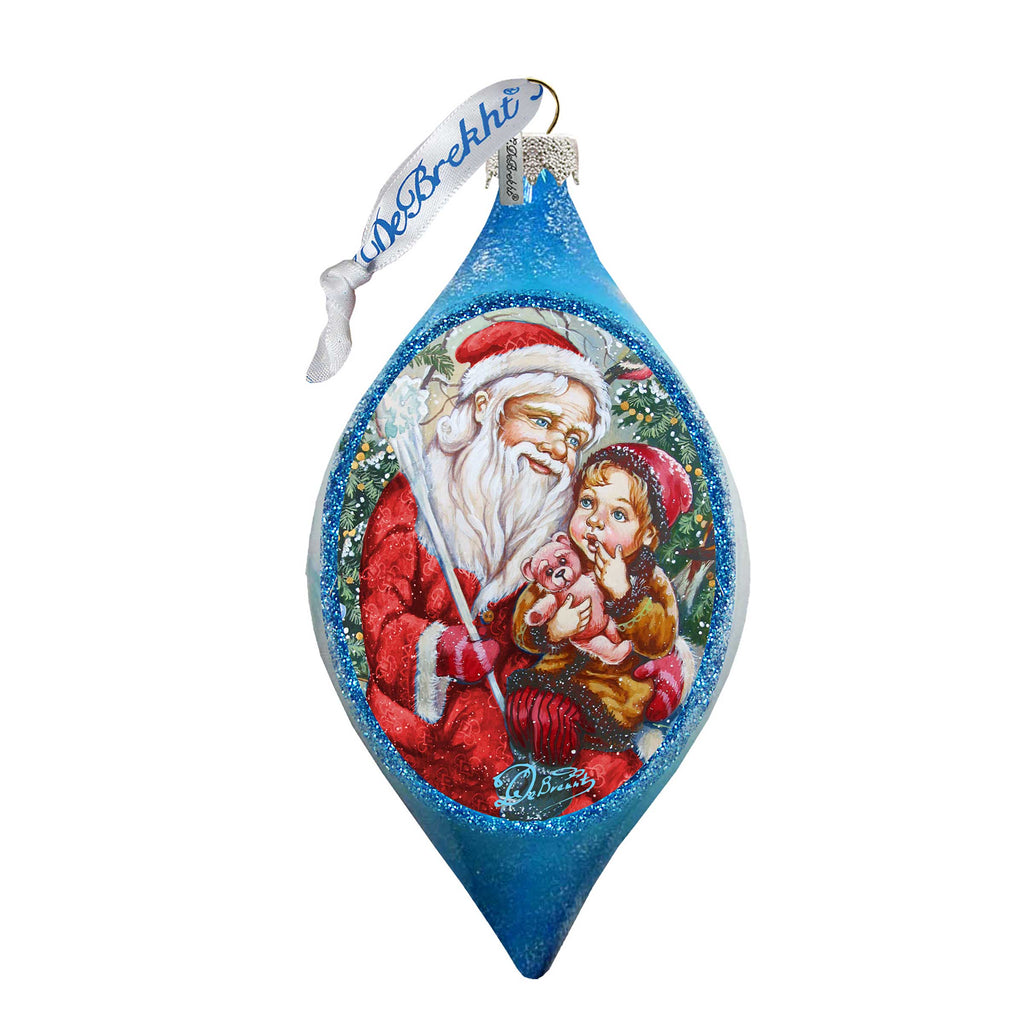 Teddy Bear Santa Drop Glass Ornament by G. DeBrekht - Christmas Decor - 757-006