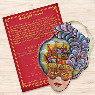 Carnival Mask Wooden Ornaments by G. DeBrekht - Thanksgiving Halloween Decor - 8161038