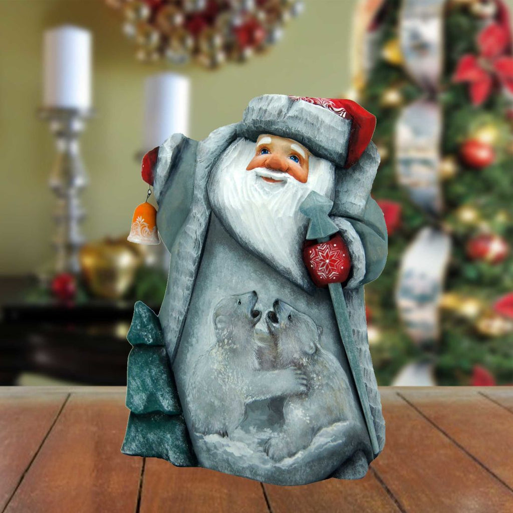 Frosty Story Santa Hand-Painted WOODCARVED Masterpiece by G. DeBrekht - Wildlife Holiday Decor - 2821703
