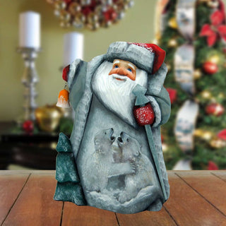 Frosty Story Santa Hand-Painted WOODCARVED Masterpiece by G. DeBrekht - Wildlife Holiday Decor - 2821703