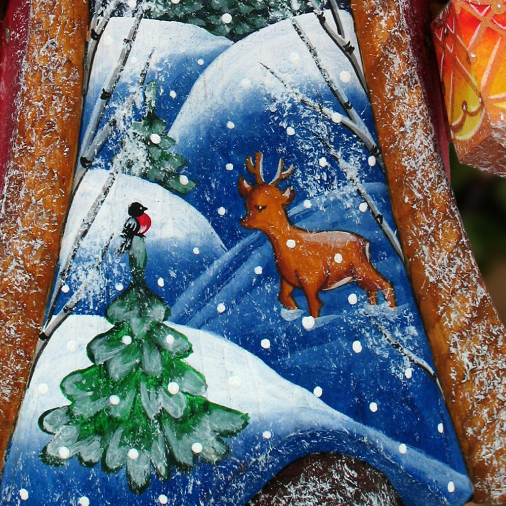 Quiet Yuletide Night Hand-Painted WOODCARVED Masterpiece by G. DeBrekht - Wildlife Holiday Decor - 8214831