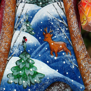 Quiet Yuletide Night Hand-Painted WOODCARVED Masterpiece by G. DeBrekht - Wildlife Holiday Decor - 8214831