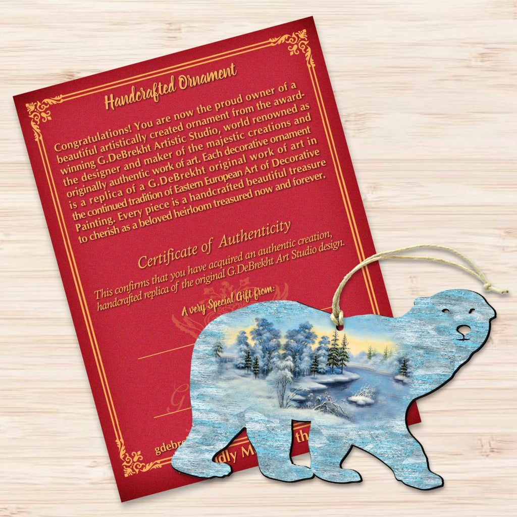 Polar Bear Christmas Wooden Ornaments by G. DeBrekht - Wildlife Holiday Decor - 8198225