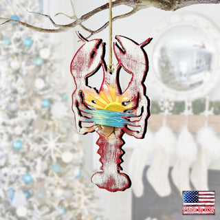Rustic Lobster Wooden Ornaments by G. DeBrekht - Coastal Holiday Decor - 8198538