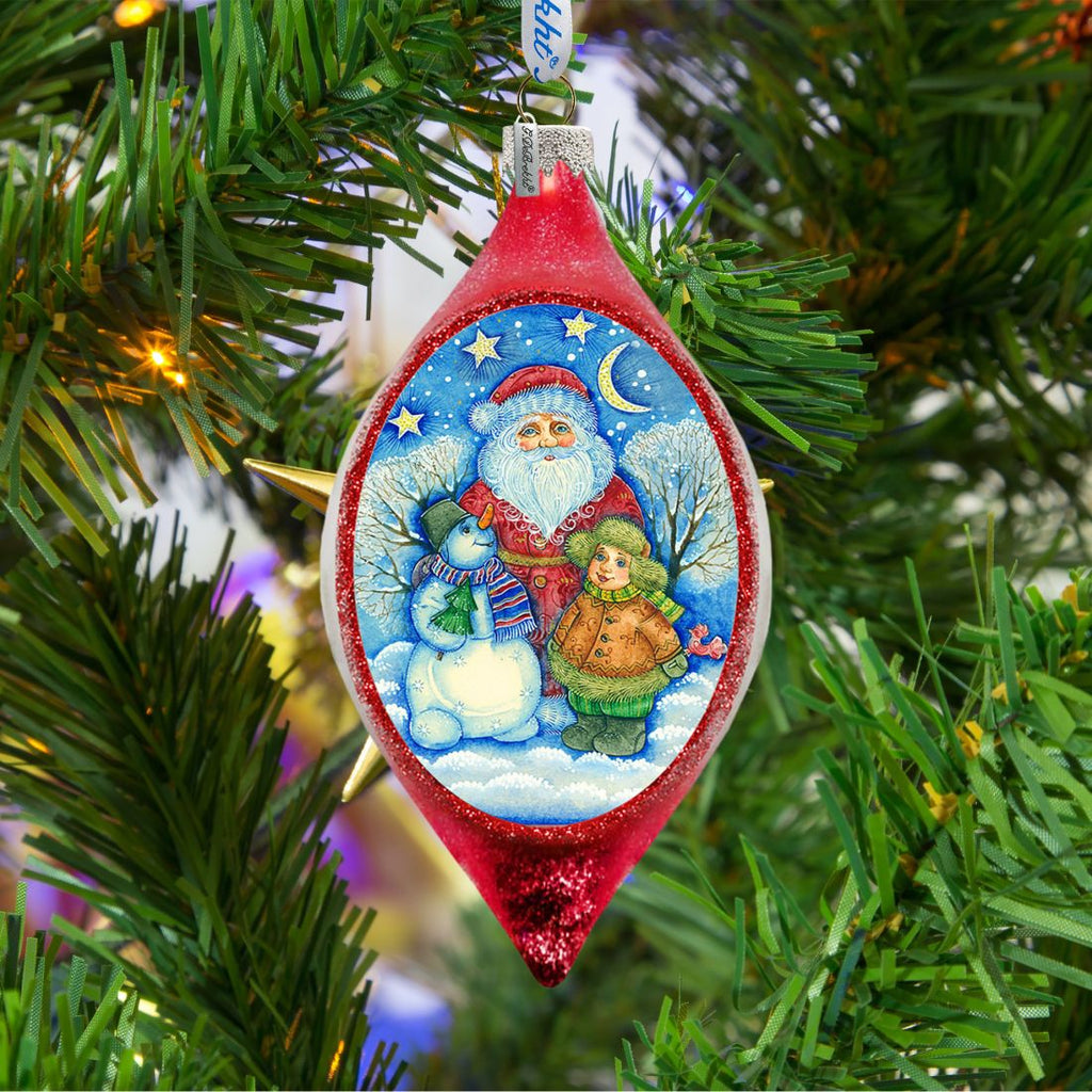 Snowy Friends Drop Glass Ornament by G. DeBrekht - Christmas Decor - 757-035