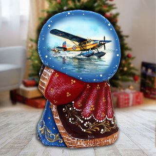 Airplane Santa with Bag Hand-Painted WOODCARVED Masterpiece by G. DeBrekht - Christmas Decor - 8215564