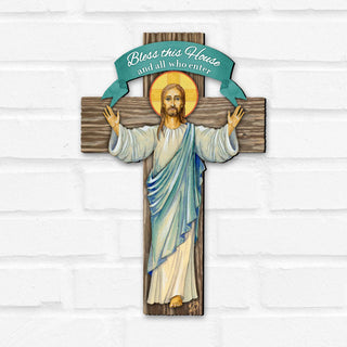 Jesus Cross - Door Decor - Christen Door Sign - by G. DeBrekht - House Blessing - Bless this Home Cross - Housewarming Gift 8191166H