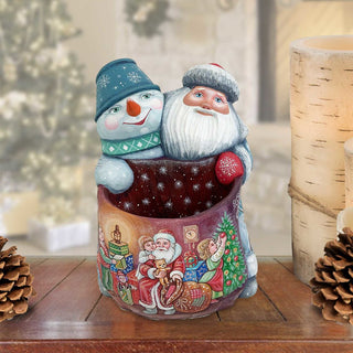 the Gift of Giving a Snowman Story Hand-Painted WOODCARVED Masterpiece by G. DeBrekht - Christmas Santa Snowman Decor - 2000015