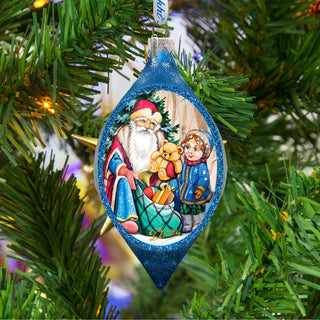 Toy Bag Drop Glass Ornament by G. DeBrekht - Christmas Santa Snowman Decor - 757-024
