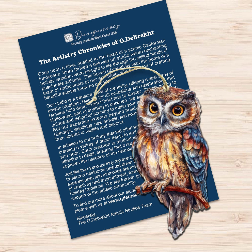 Night Owls Decorative Wooden Ornaments of 3 by G. Debrekht - Wildlife Decor - 8091004-S3