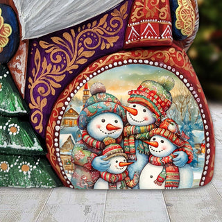 Snowman Family Santa Hand-Painted WOODCARVED Masterpiece Figurine by G. DeBrekht - Christmas Decor - 8206019
