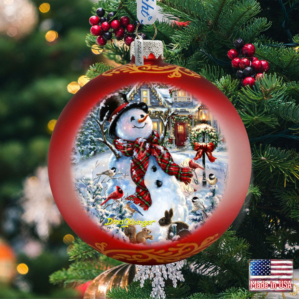 An Old-fashioned Christmas Glass Ornament by D. Gelsinger - Christmas Santa Snowman Decor - 71117-1563