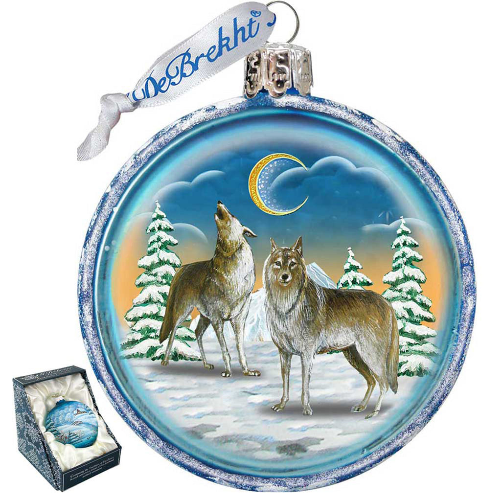 Wolves Glass Ornament by G. DeBrekht - Christmas Santa Snowman Decor - 759-011