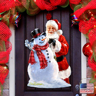 Building a Snowman Santa Door Decor by D. Gelsinger - Christmas Santa Snowman Decor - 8461053H-1627