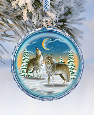 Wolves Glass Ornament by G. DeBrekht - Christmas Santa Snowman Decor - 759-011