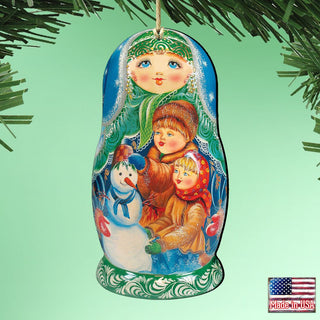 Snowman Play Matreshka Wooden Ornaments by G. DeBrekht - Christmas Decor - 8115932