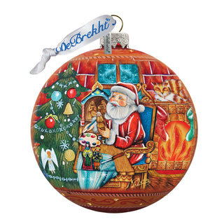 Nativity Workshop Ball Glass Ornament by G. DeBrekht - Christmas Santa Snowman Decor - 73614
