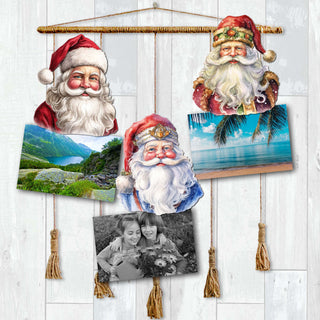 Jolly Santa Faces Clip-On Eco Wood Decorative Ornaments Set of 3 by G. Debrekht - Christmas Decor - 8091045C-S3