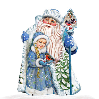 Santa with Girl Christmas Outdoor Decor by G. DeBrekht - Christmas Santa Snowman Decor - 8111410F