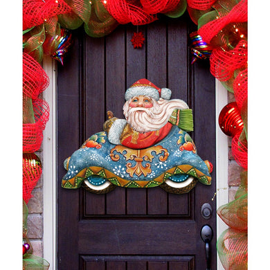 Santa In the Car Christmas Door Decor by G. DeBrekht - Christmas Santa Snowman Decor - 8112045H