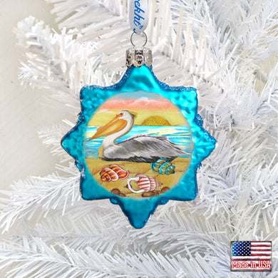 Pelican Star Mercury Glass Ornament by G. DeBrekht - Coastal Holiday Decor - 775478
