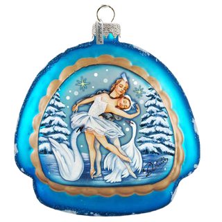 Swan lake rainbow, Scenic Glass Ornament by G. DeBrekht 756-004