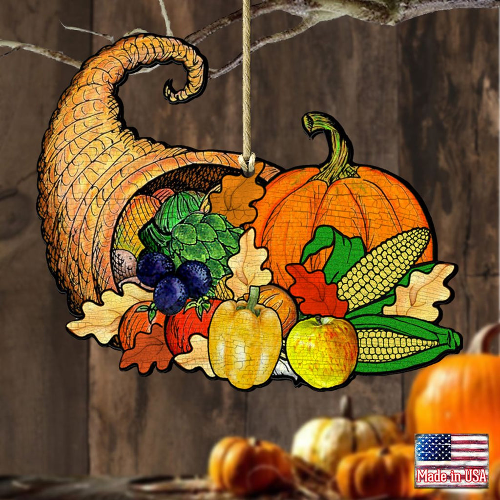 Give A Thanks Wooden Ornaments by G. DeBrekht - Thanksgiving Halloween Decor - 8158905