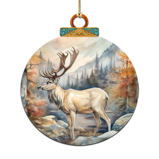 Elk in Alaskan Heights Wooden Ornaments by G.Debrekht - Wildlife Holiday Decor - 870056