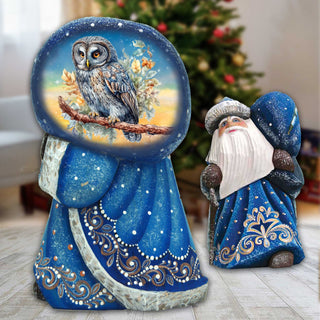 Wise Owl Santa with Bag Hand-Painted WOODCARVED Masterpiece by G. DeBrekht - Christmas Decor - 8215563