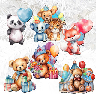 Happy Birthday Clip-On Eco Wood Decorative Ornaments Set of 6 by G. Debrekht - Christmas Decor - 8090035C-S6