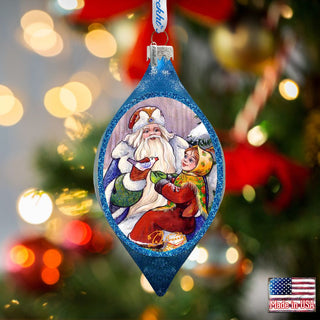 Santa Gift Giver Drop Glass Ornament by G. DeBrekht - Christmas Santa Snowman Decor - 757-003