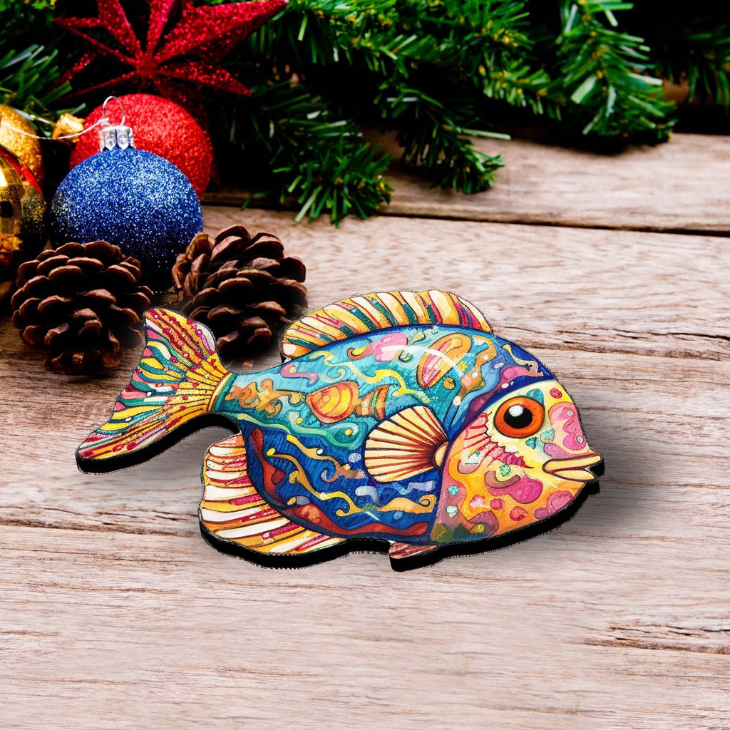 Coastal Fish Clip-On Eco Wood Decorative Ornaments Set of 3 by G. Debrekht - Coastal Decor - 8091034C-S3