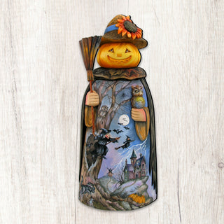 Scarecrow Pumpkin Head Halloween Door Decor by G. DeBrekht - Thanksgiving Halloween Decor - 8114180H