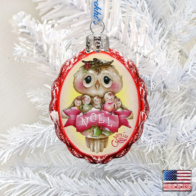 Noel Owl Mercury Glass Ornament by Jamie Mills-Price - Christmas Santa Snowman Decor - 778204-7509