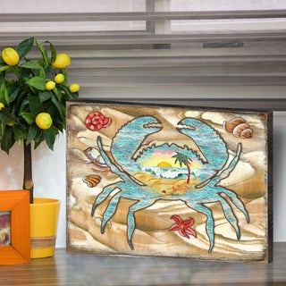 Vintage Spada Crab Wooden Coastal Wall Art by Nature Wonders - Coastal Sea-Life Decor - 95224-1B