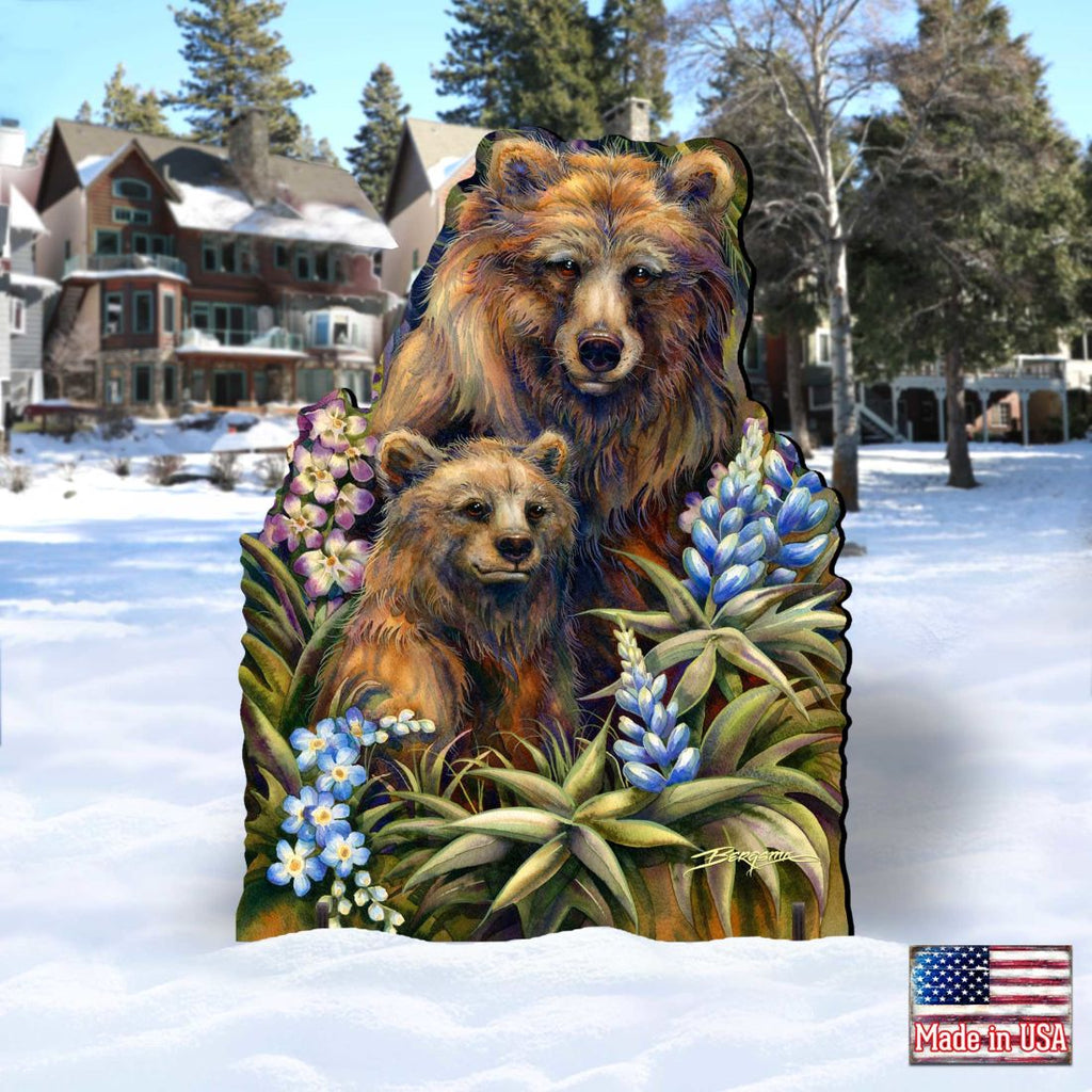 Grin & Bear it Grizzly Mother & Cub Wildlife Outdoor Decor by J. Bergsma - Wildlife Holiday Decor - 8591947F-JB