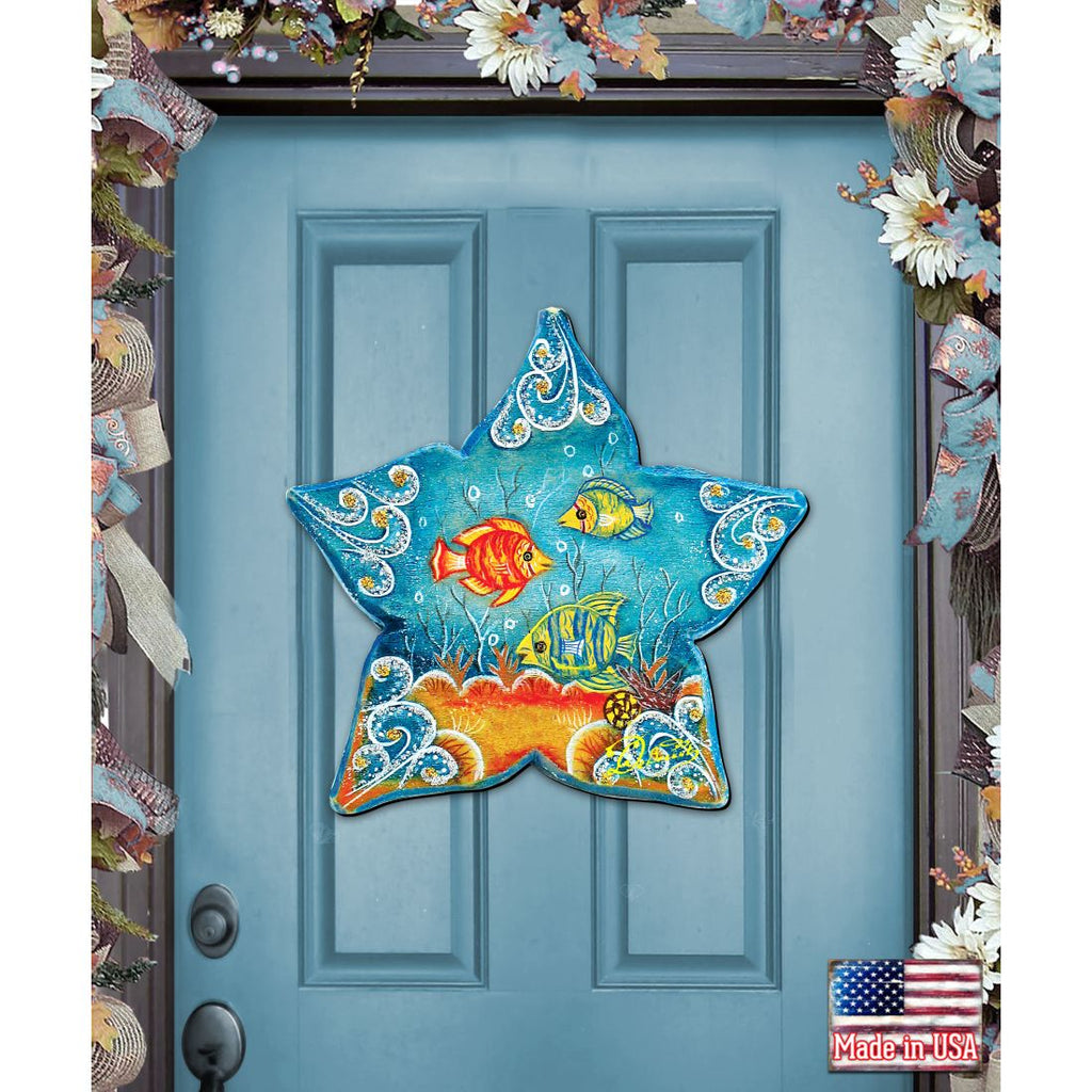 Sea Starfish Beach House Door Decor by G. DeBrekht - Coastal Holiday Decor - 8126151H