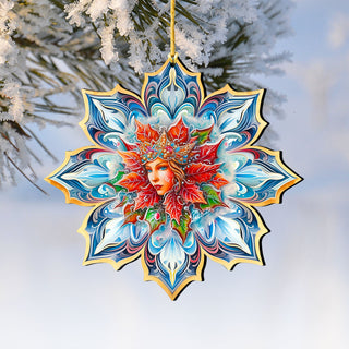 Snow Queen Snowflake Large Wooden Ornaments by G. Debrekht - Christmas Decor - 8688402M