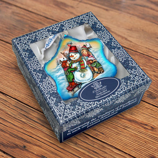 Playful Snowman Glass Ornament by G. DeBrekht - Christmas Santa Snowman Decor - 754-202