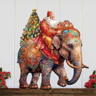 Santa on Elephant Holiday Door Decor  by G. Debrekht - Christmas Decor - 8611043-2H