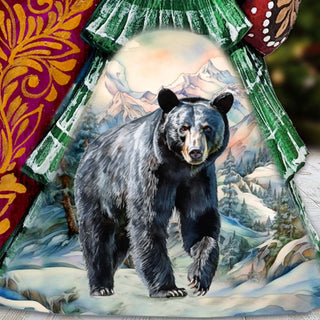 Mystical Grizzly Santa Hand-Painted WOODCARVED Figurine by G. DeBrekht - Christmas Santa Snowman Decor - 8208015