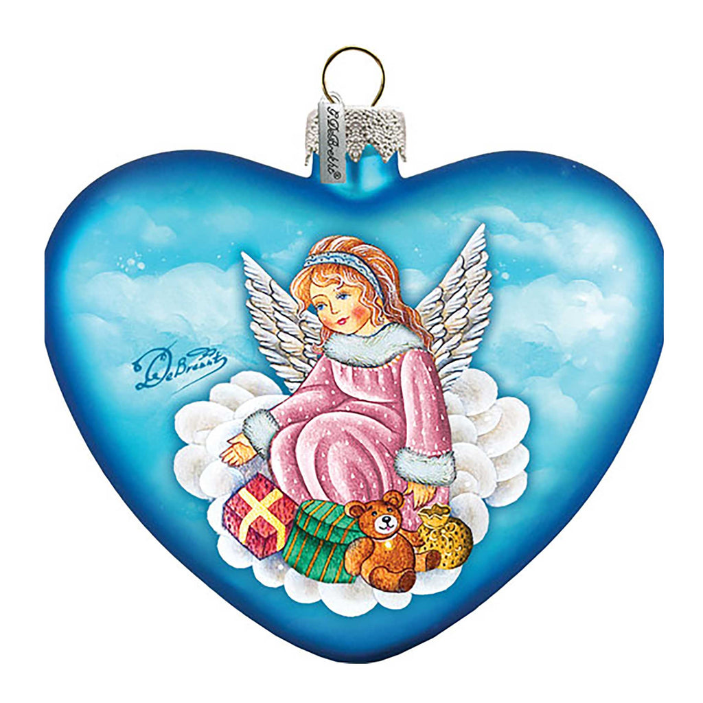 Guardian Angel Heart Glass Ornament by G. DeBrekht - Nativity Holiday Decor - 744-022