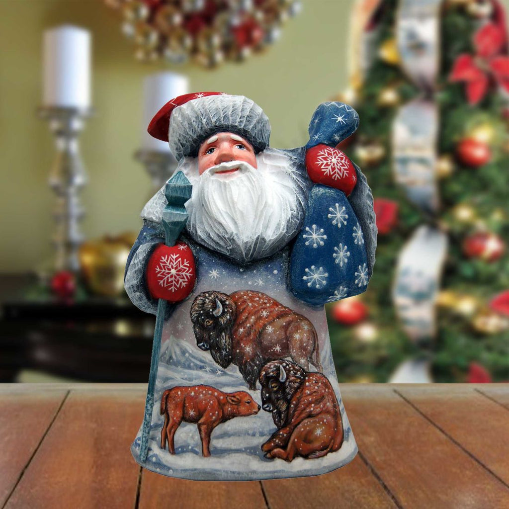 Buffalo Village Santa Hand-Painted WOODCARVED Masterpiece by G. DeBrekht - Wildlife Holiday Decor - 8214801 *** PRE-ORDER - Handmade Just for You! ***