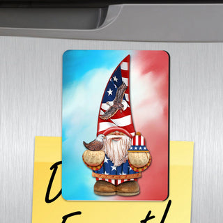 Patriotic Gnome Refrigerator Wooden Magnets Set of 3