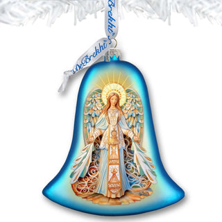 Light-bearing Angel Bell Glass Ornament by G. Debrekht - Nativity Holiday Decor - 752-041